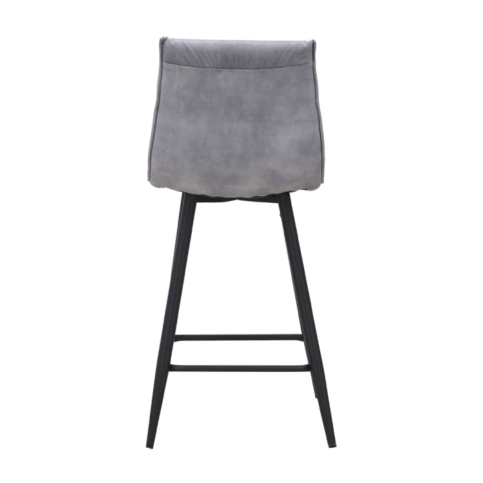 Set 4 scaune de bar din catifea gri deschis cu metal negru [4]
