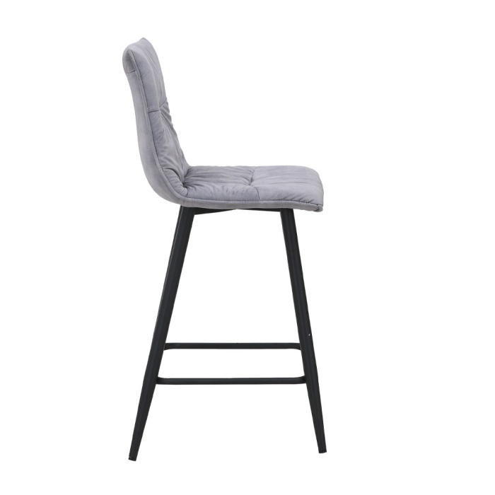 Set 4 scaune de bar din catifea gri deschis cu metal negru [2]