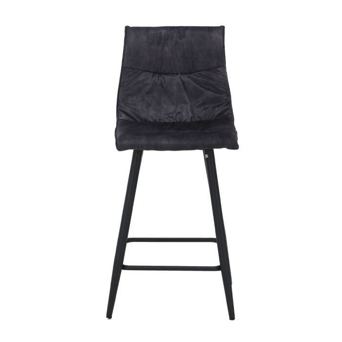 Set 4 scaune de bar din catifea gri închis cu forme curbate [5]