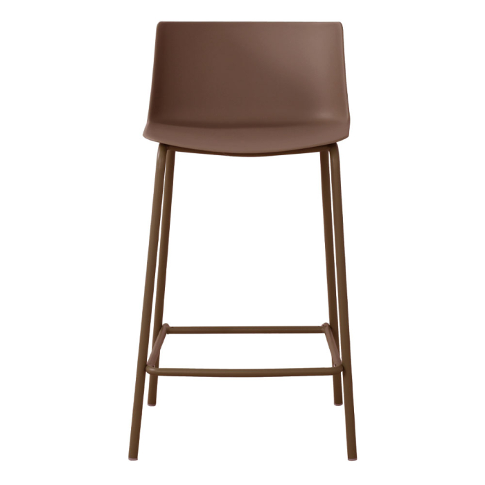 Set 4 scaune de bar din polipropilenă maro cu metal maro [3]