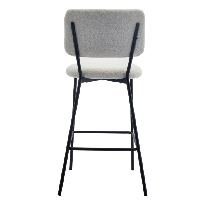 Set 4 scaune de bar din stofă bouclé albă cu metal negru [3]