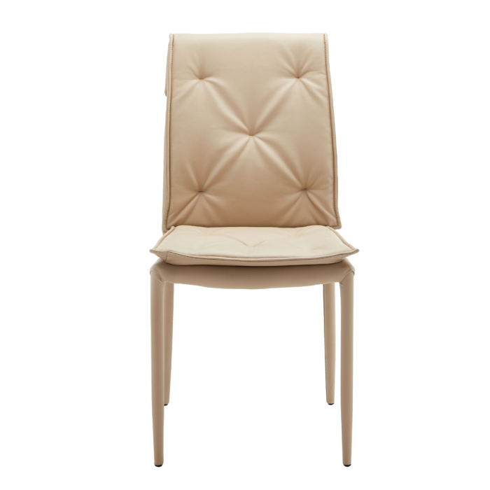 Set 4 scaune de dining din piele ecologică crem [3]