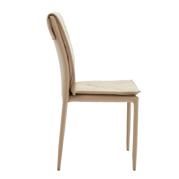 Set 4 scaune de dining din piele ecologică crem [2]