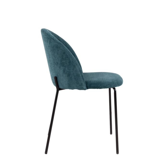 Set 4 scaune de dining din stofă albastră chenille [2]