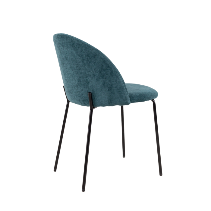 Set 4 scaune de dining din stofă albastră chenille [4]