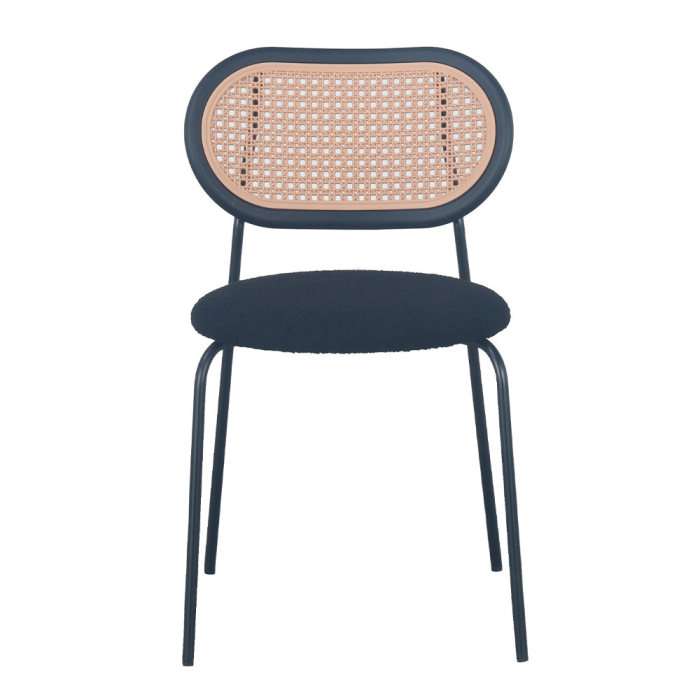 Set 4 scaune de dining din stofă boucle negru [4]