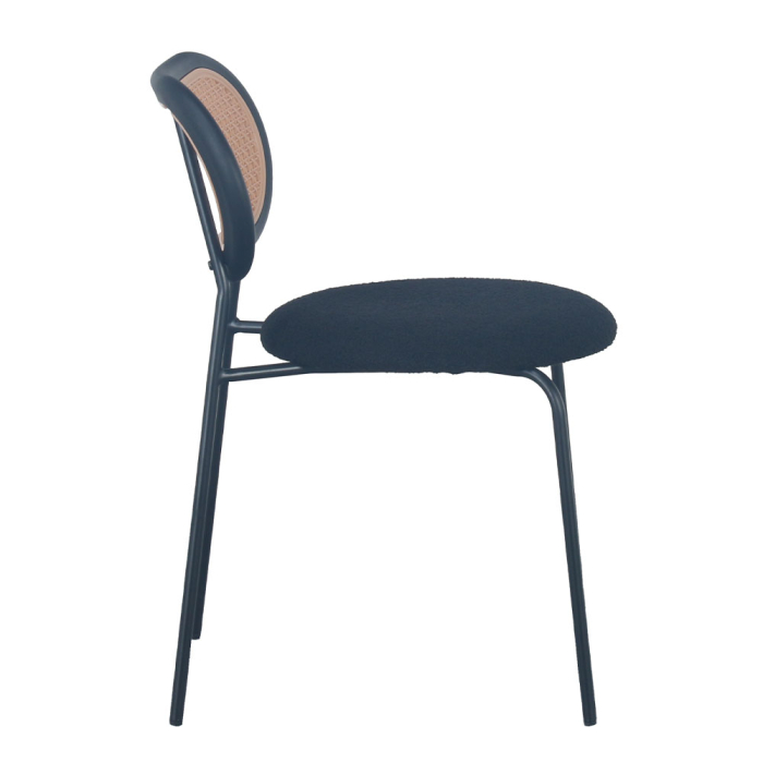 Set 4 scaune de dining din stofă boucle negru [2]