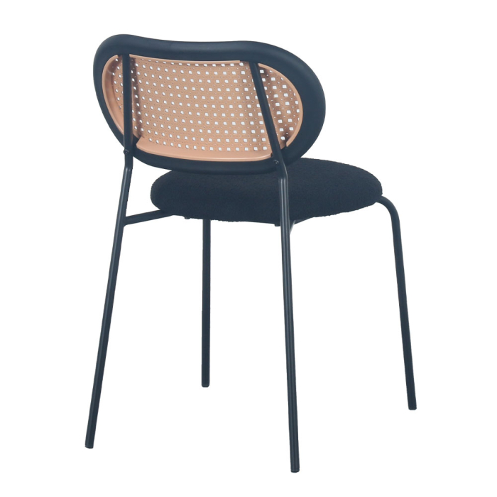 Set 4 scaune de dining din stofă boucle negru [3]