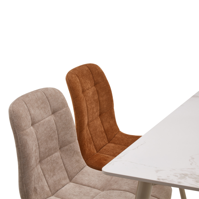 Set 4 scaune de dining din stofă chenille bej [8]