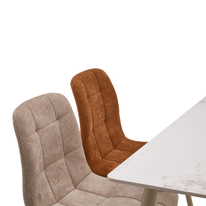 Set 4 scaune de dining din stofă chenille maro caramel [8]