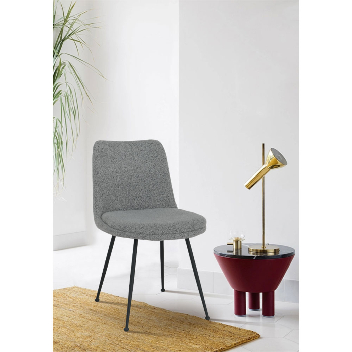 Set 4 scaune de dining din stofă gri deschis tip bucle [3]