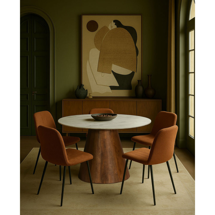 Set 4 scaune de dining din stofă maro tip bucle [3]