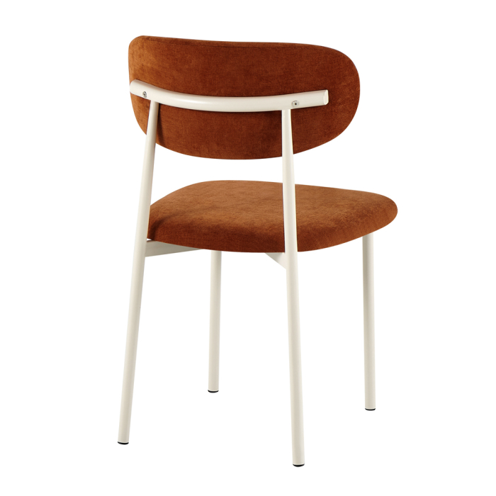 Set 4 scaune dining și Horeca din stofă cărămizie cu metal crem [4]