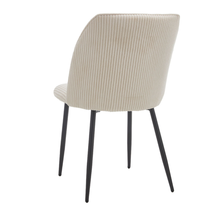 Set 4 scaune dining și Horeca din stofă crem reiată cu spătar curbat [4]
