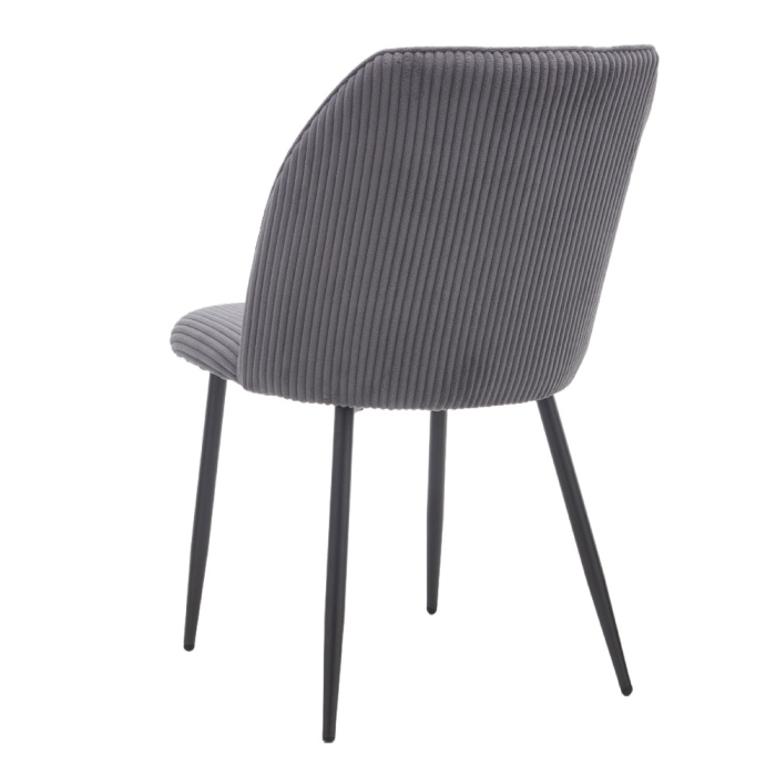 Set 4 scaune dining și Horeca din stofă gri reiată cu spătar curbat [3]