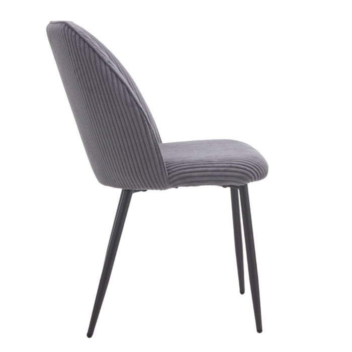 Set 4 scaune dining și Horeca din stofă gri reiată cu spătar curbat [2]