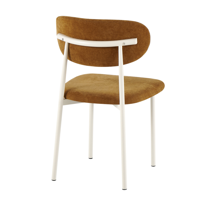 Set 4 scaune dining și Horeca din stofă maro cu metal crem [4]