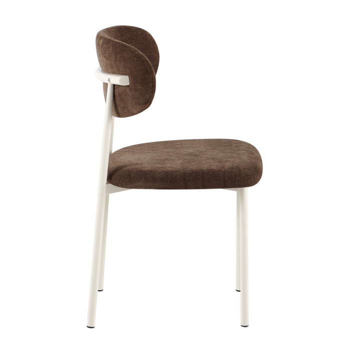 Set 4 scaune dining și Horeca din stofă maro închis cu metal crem [3]