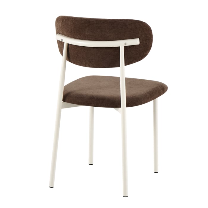 Set 4 scaune dining și Horeca din stofă maro închis cu metal crem [5]
