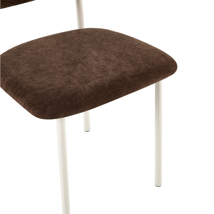 Set 4 scaune dining și Horeca din stofă maro închis cu metal crem [8]
