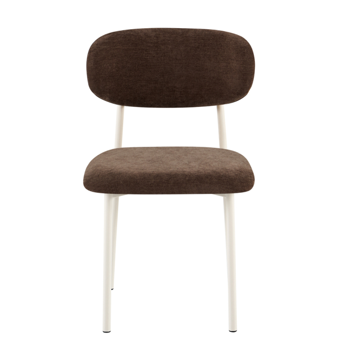 Set 4 scaune dining și Horeca din stofă maro închis cu metal crem [7]