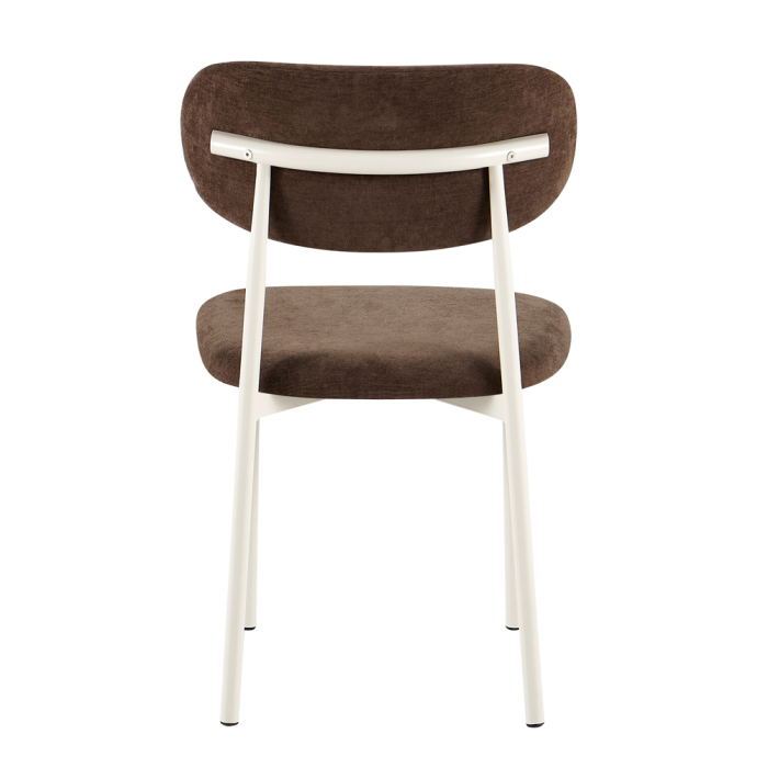 Set 4 scaune dining și Horeca din stofă maro închis cu metal crem [6]