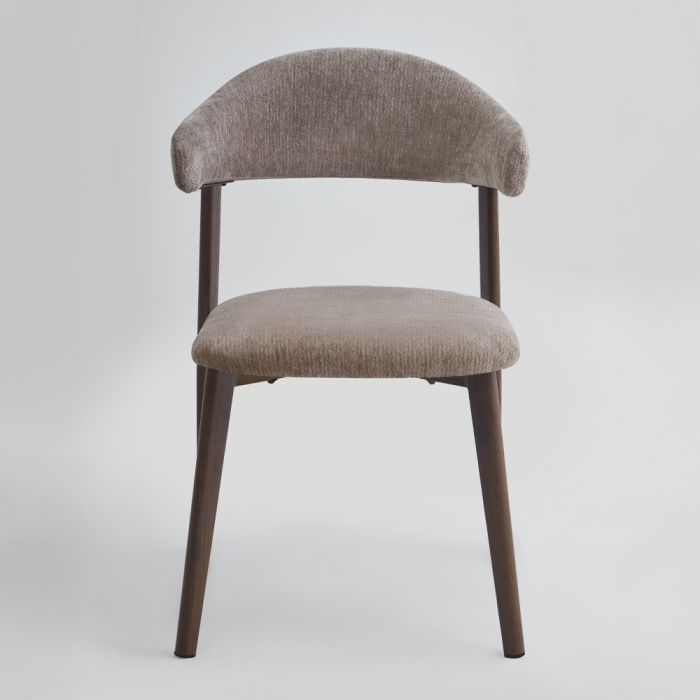 Set 4 scaune dining și Horeca din chenille bej cu spătar curbat [7]