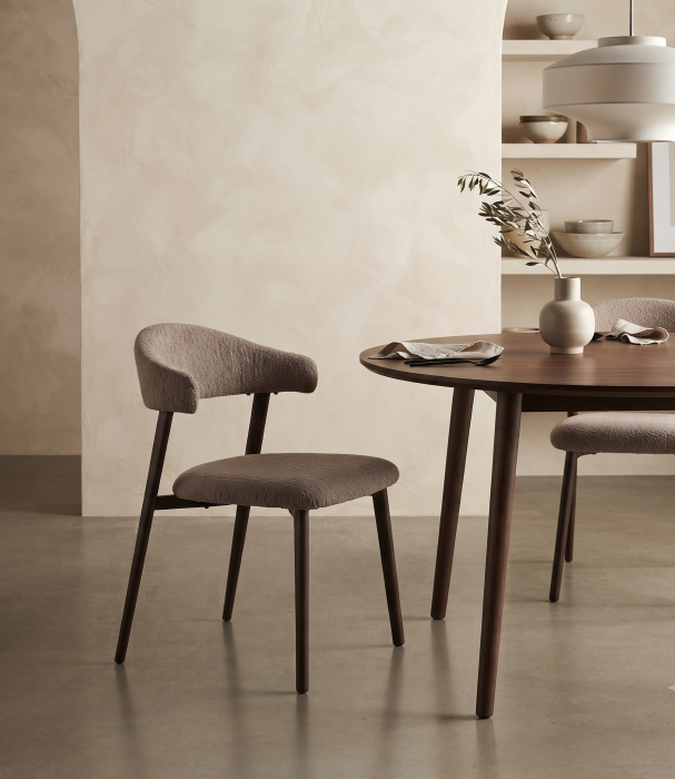 Set 4 scaune dining și Horeca din chenille bej cu spătar curbat [2]