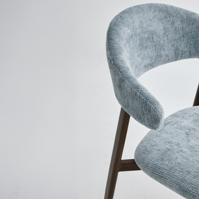 Set 4 scaune dining și Horeca din chenille bleu cu spătar curbat [7]