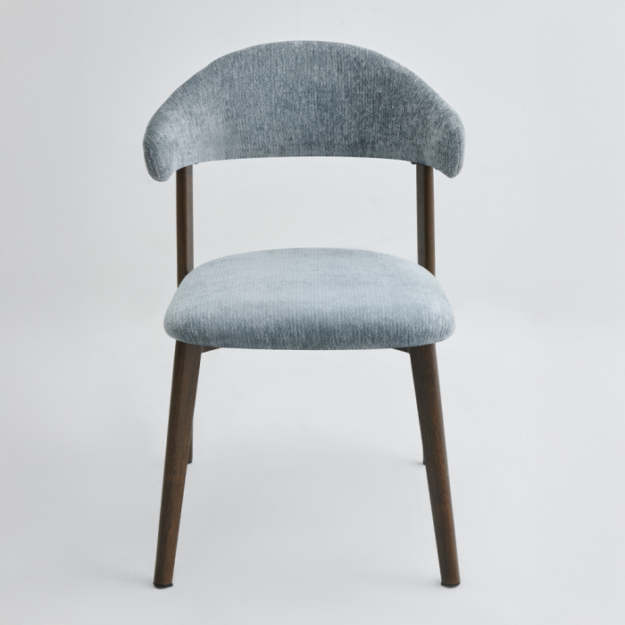 Set 4 scaune dining și Horeca din chenille bleu cu spătar curbat [6]