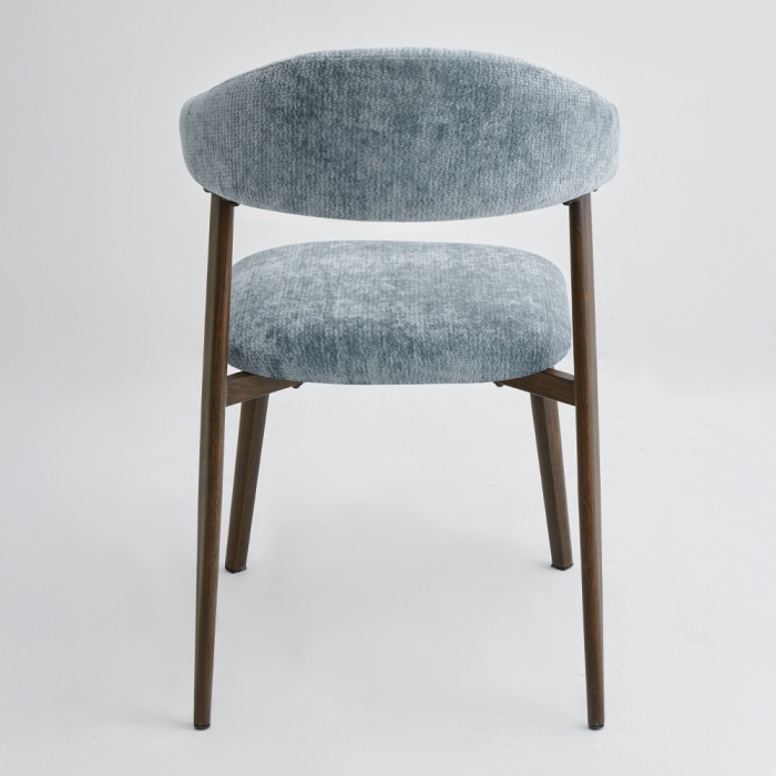 Set 4 scaune dining și Horeca din chenille bleu cu spătar curbat [5]