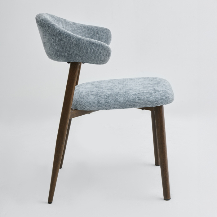 Set 4 scaune dining și Horeca din chenille bleu cu spătar curbat [3]
