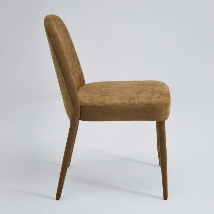 Set 4 scaune dining și Horeca din stofă chenille muștar [3]
