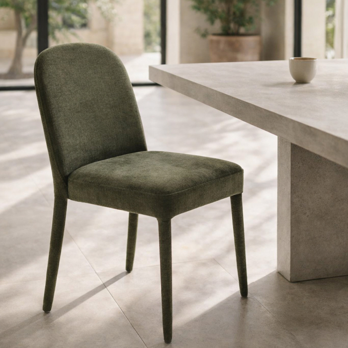 Set 4 scaune dining și Horeca din stofă chenille verde oliv [3]