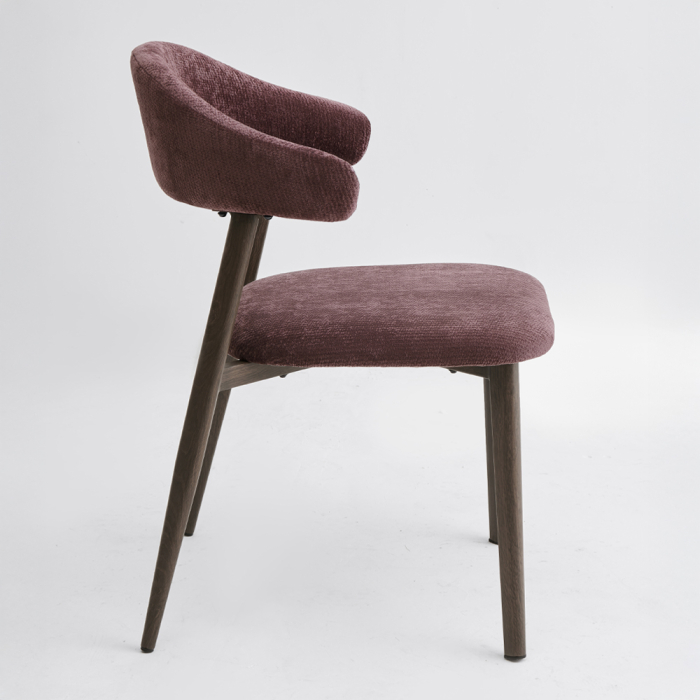 Set 4 scaune dining și Horeca din chenille bordo cu spătar curbat [3]
