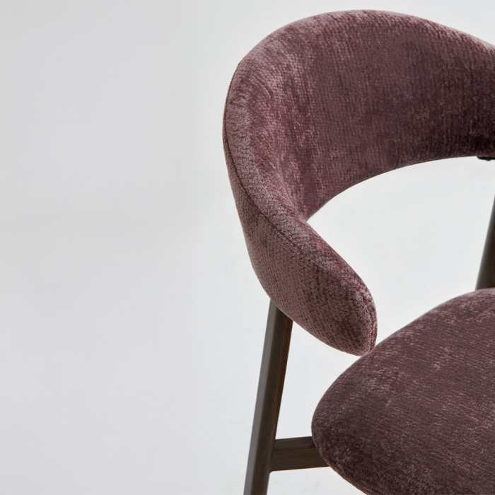 Set 4 scaune dining și Horeca din chenille bordo cu spătar curbat [6]