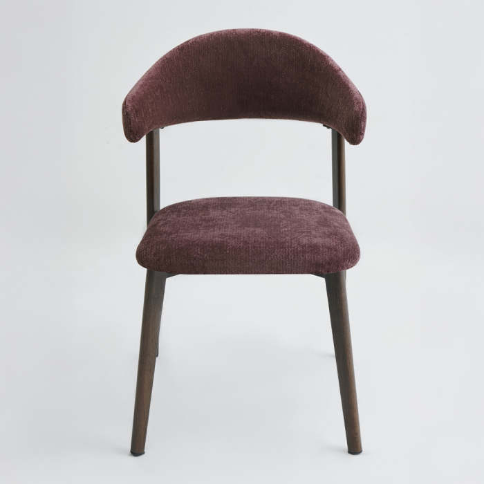 Set 4 scaune dining și Horeca din chenille bordo cu spătar curbat [5]