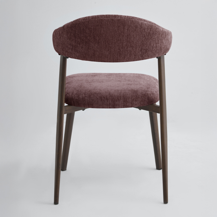 Set 4 scaune dining și Horeca din chenille bordo cu spătar curbat [4]