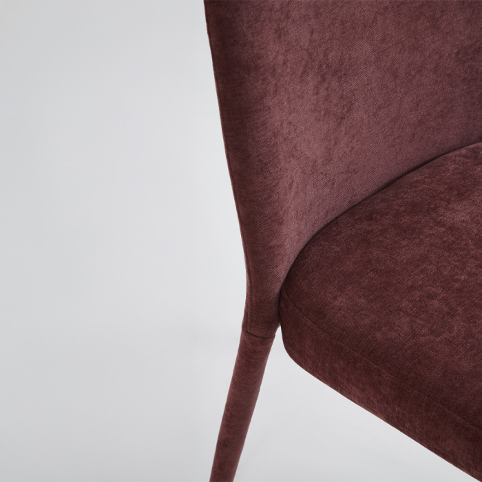 Set 4 scaune dining și Horeca din stofă chenille vișiniu bordo [8]