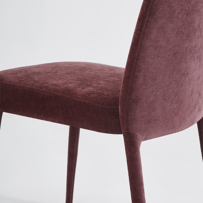 Set 4 scaune dining și Horeca din stofă chenille vișiniu bordo [5]