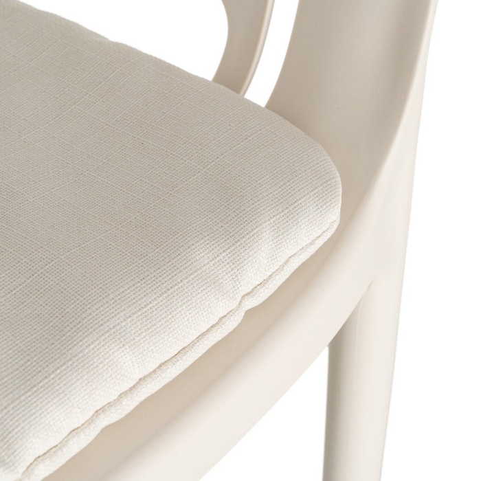 Set 4 scaune de grădină alb crem stivuibile cu perne [9]