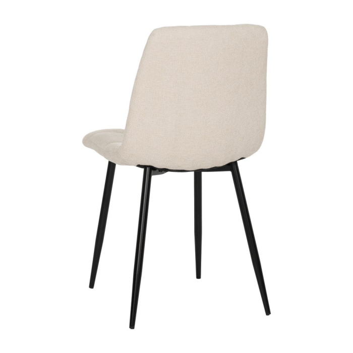 Set 4 scaune dining din stofă alb crem cu metal negru [4]