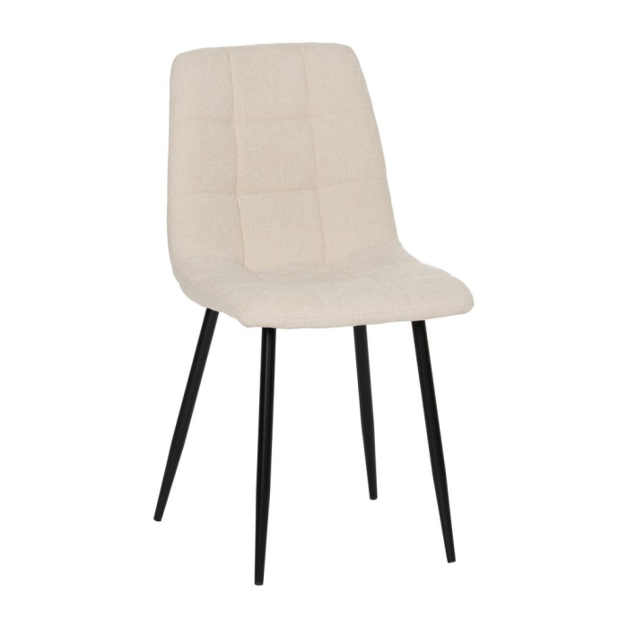 Set 4 scaune dining din stofă alb crem cu metal negru [2]