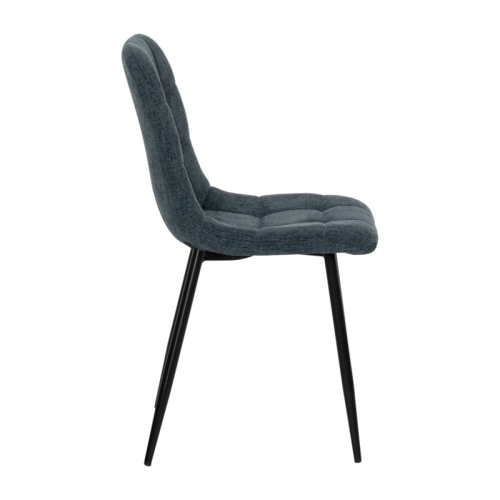 Set 4 scaune dining din stofă albastră cu metal negru [3]