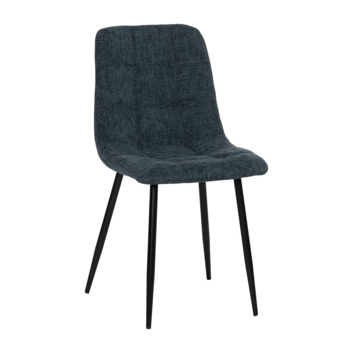 Set 4 scaune dining din stofă albastră cu metal negru [2]