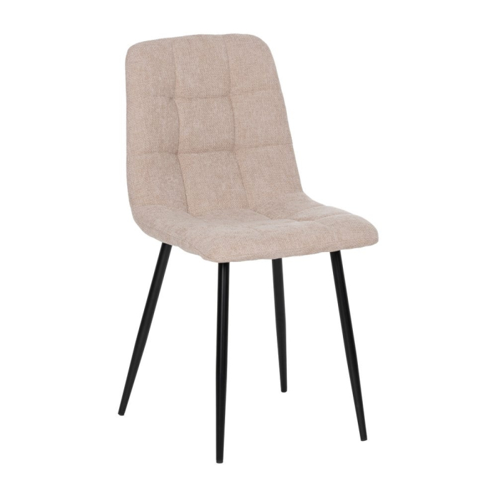 Set 4 scaune dining din stofă bej cu metal negru [2]
