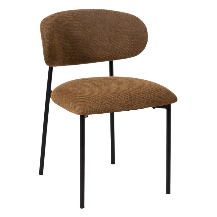 Set 4 scaune dining din stofă maro și metal negru [3]