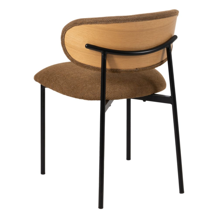 Set 4 scaune dining din stofă maro și metal negru [5]