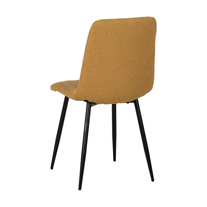 Set 4 scaune dining din stofă muștar cu metal negru [4]