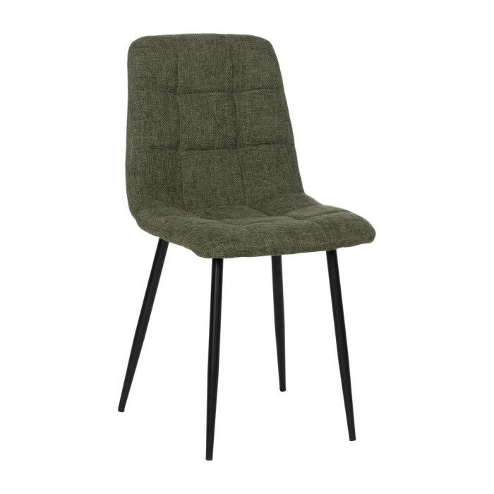 Set 4 scaune dining din stofă verde cu metal negru [2]